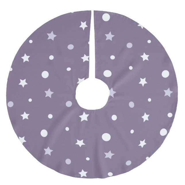 Saia Para Árvore De Natal De Poliéster Estrelas Roxas (Frente)