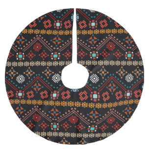 Saia Para Árvore De Natal De Poliéster Étnica Boho: Tribal Colorida Sem Olho.
