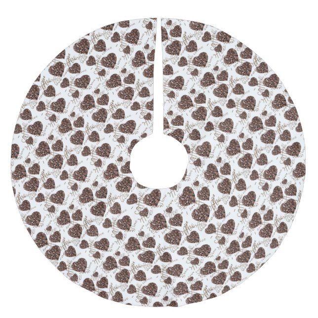 Saia Para Árvore De Natal De Poliéster Eu Adoro Café! (Frente)