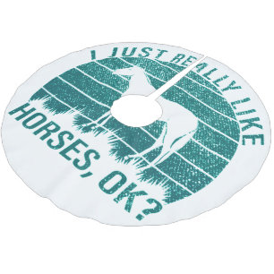 Saia Para Árvore De Natal De Poliéster Eu gosto muito de cavalos em verde marinho