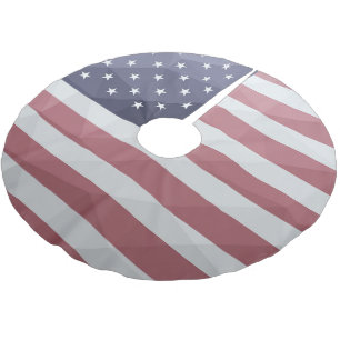Saia Para Árvore De Natal De Poliéster EUA bandeira Red White Blue América Malha Geométri