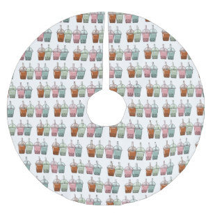 Saia Para Árvore De Natal De Poliéster Exemplo de desenho animado do chá de bolhas