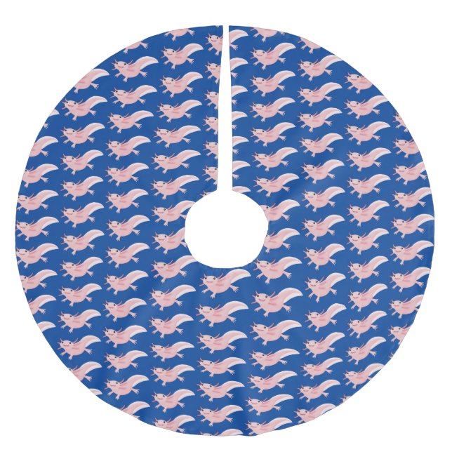 Saia Para Árvore De Natal De Poliéster Exolotl branco rosa feliz (Frente)