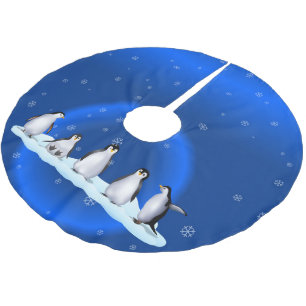 Saia Para Árvore De Natal De Poliéster Família Penguin