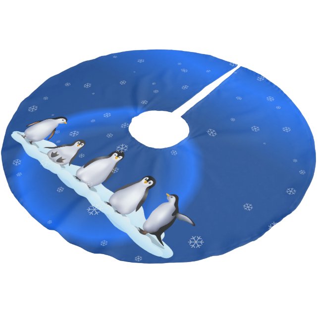 Saia Para Árvore De Natal De Poliéster Família Penguin (Inclinado)