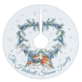 Saia Para Árvore De Natal De Poliéster Família Robin Pequena e Folhagem de Natal