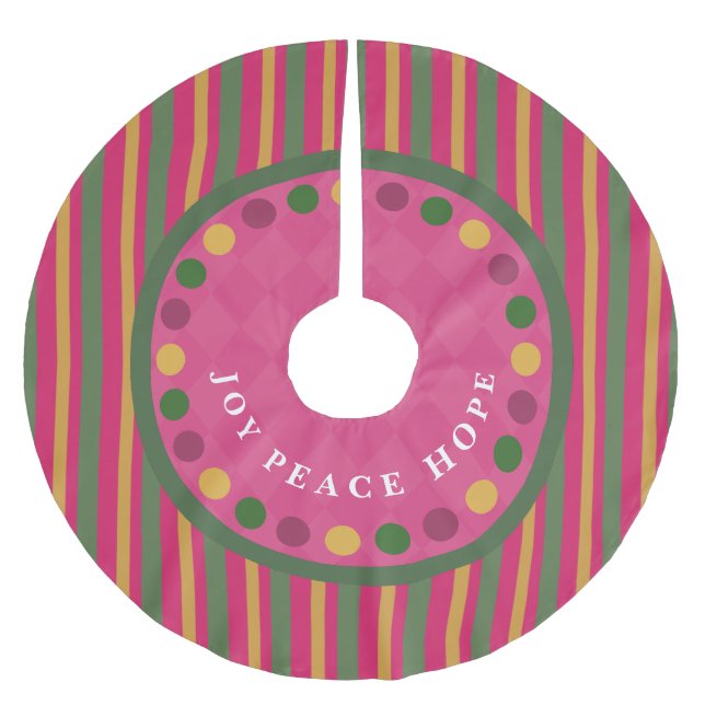 Saia Para Árvore De Natal De Poliéster Family Christmas Stripes Red Green (Frente)