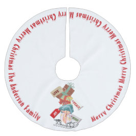 Saia Para Árvore De Natal De Poliéster Family Name Winter Sled Cute Vintage Christmas