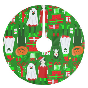 Saia Para Árvore De Natal De Poliéster Fantasma de Natal da menina gótico halloween
