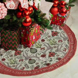 Saia Para Árvore De Natal De Poliéster Farmhouse Christmas Floral Deer Skull Antlers