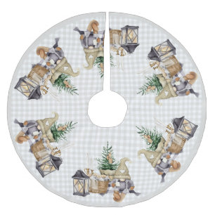 Saia Para Árvore De Natal De Poliéster Farmhouse de aquarelas de Natal BOHO Gnomos