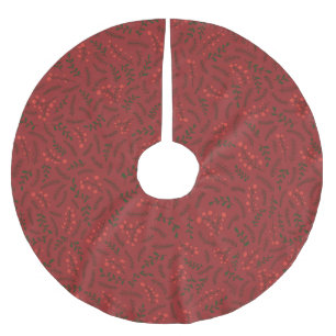 Saia Para Árvore De Natal De Poliéster Farmhouse garnet verde-verde-folhagem rústica