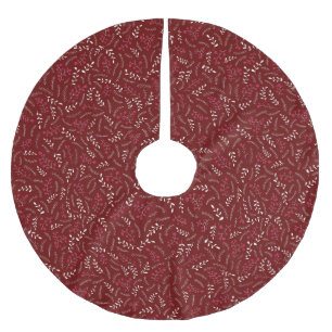 Saia Para Árvore De Natal De Poliéster Farmhouse maroon wine rustic foliage