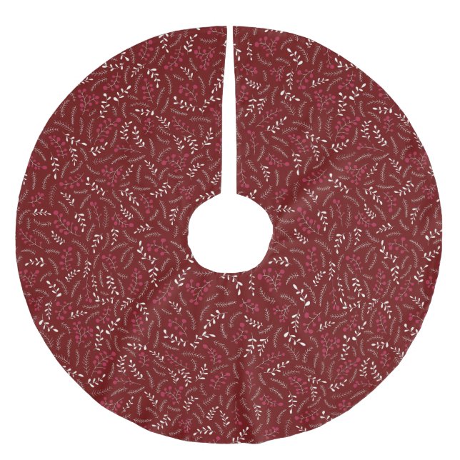 Saia Para Árvore De Natal De Poliéster Farmhouse maroon wine rustic foliage (Frente)