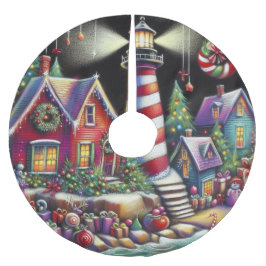 Saia Para Árvore De Natal De Poliéster Farol de Natal Whimsical Vermelho Rosa Púrpura