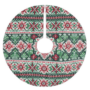 Saia Para Árvore De Natal De Poliéster Feira de Natal/Inverno vermelha e verde