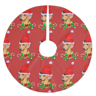 Saia Para Árvore De Natal De Poliéster Feliz bonito do Natal do Dachshund