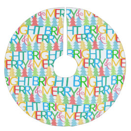 Saia Para Árvore De Natal De Poliéster Feliz Colorida e Árvore de Natal Brilhante