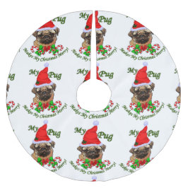 Saia Para Árvore De Natal De Poliéster Feliz de Natal Pug