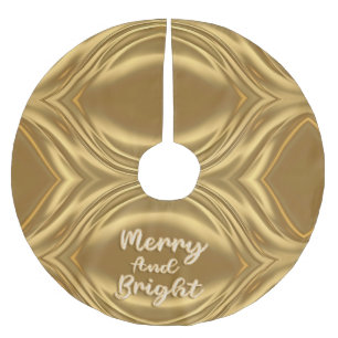 Saia Para Árvore De Natal De Poliéster Feliz Dourada e Natal brilhante