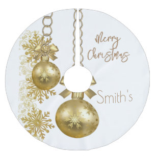 Saia Para Árvore De Natal De Poliéster Feliz Enfeites de natal Dourado da árvore de Natal