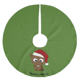 Saia Para Árvore De Natal De Poliéster Feliz engraçada do castor! Papais noeis