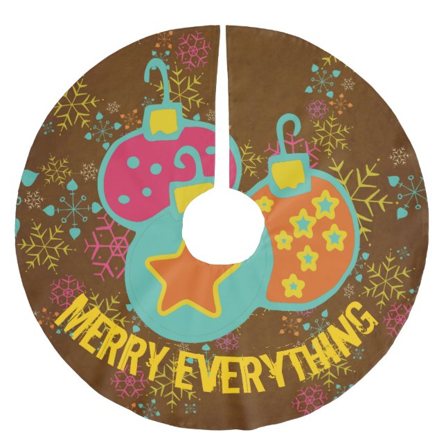 Saia Para Árvore De Natal De Poliéster Feliz Everthing Holidy Tree Skirt (Frente)