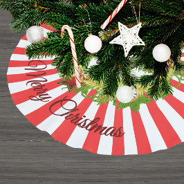 Saia Para Árvore De Natal De Poliéster Feliz Fúria de Natal com Stripes