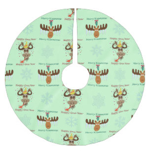 Saia Para Árvore De Natal De Poliéster Feliz Kissmoose_Happy Gnu Ano_Natal