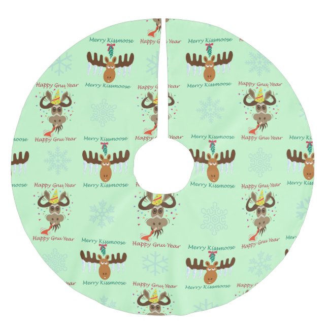 Saia Para Árvore De Natal De Poliéster Feliz Kissmoose_Happy Gnu Ano_Natal (Frente)