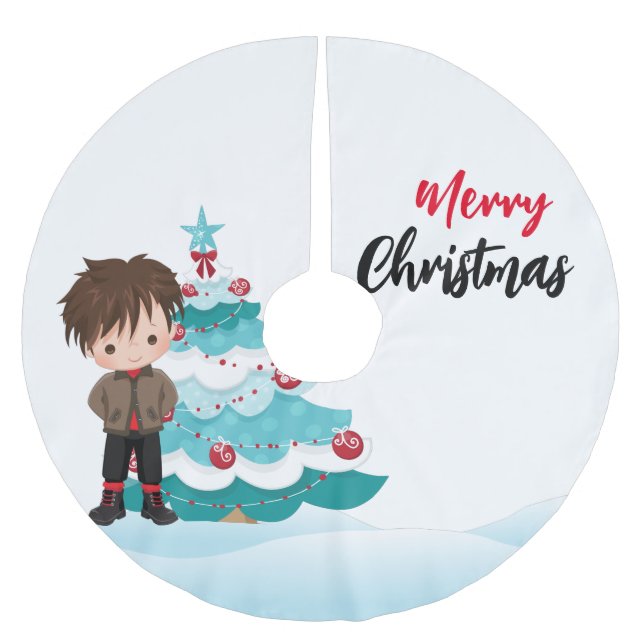 Saia Para Árvore De Natal De Poliéster Feliz Natal (Frente)