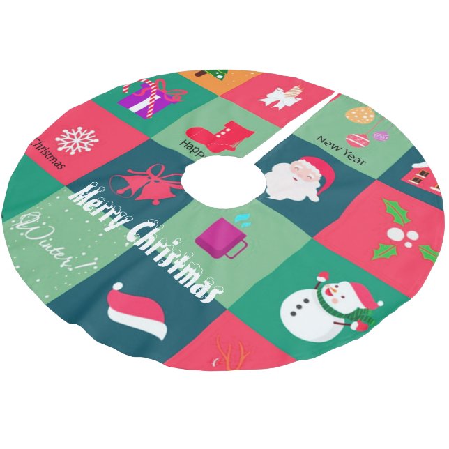 Saia Para Árvore De Natal De Poliéster Feliz Natal (Inclinado)