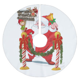 Saia Para Árvore De Natal De Poliéster Feliz Natal Árvore Camisa Pai Natal