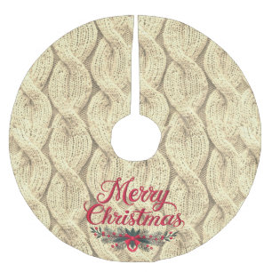 Saia Para Árvore De Natal De Poliéster Feliz Natal Cabo Knit Sweater Crochet