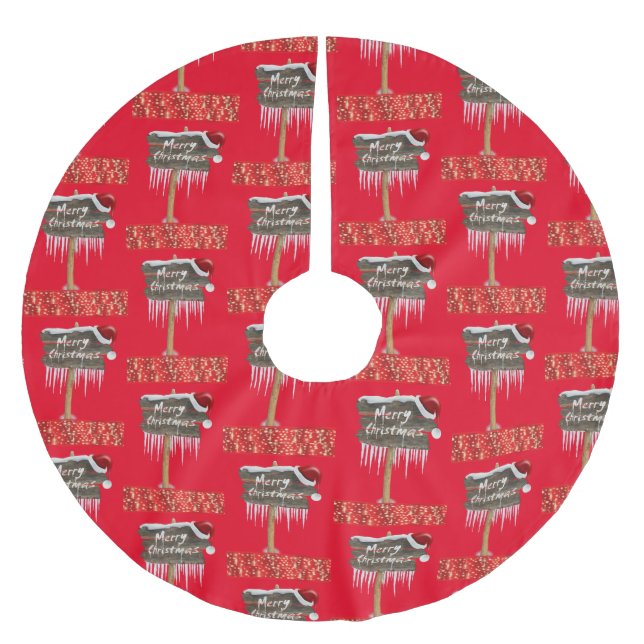 Saia Para Árvore De Natal De Poliéster Feliz Natal - Camisa Vermelha (Frente)