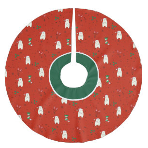 Saia Para Árvore De Natal De Poliéster Feliz Natal com o urso polar