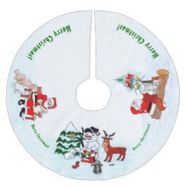 Saia Para Árvore De Natal De Poliéster Feliz Natal! Neve com Amigos