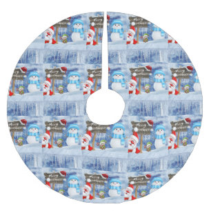 Saia Para Árvore De Natal De Poliéster Feliz Natal Papais noeis de saia de árvore de Nata