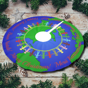 Saia Para Árvore De Natal De Poliéster Feliz Natal Pelo Mundo