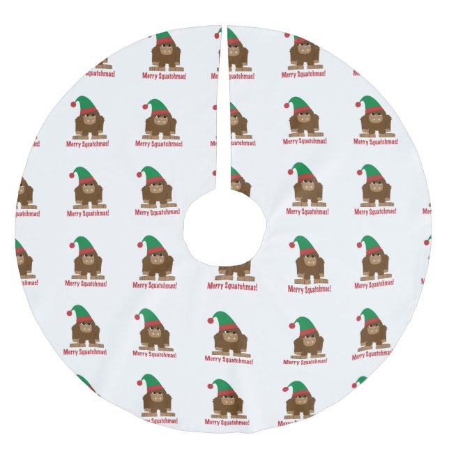 Saia Para Árvore De Natal De Poliéster Feliz Squatchmas! (Frente)