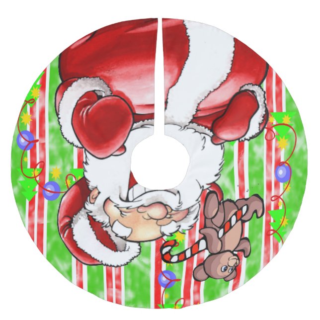 Saia Para Árvore De Natal De Poliéster Feliz Urso de Camisa de Natal (Frente)