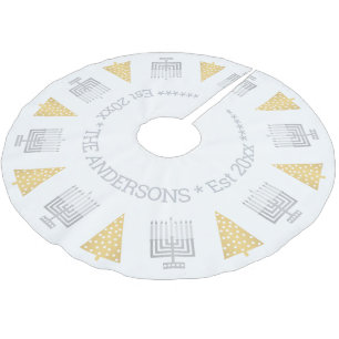 Saia Para Árvore De Natal De Poliéster Feriado das Árvores Douradas de Chrismukkah Silver