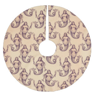 Saia Para Árvore De Natal De Poliéster Feriado de Natal da Sereia Vintage