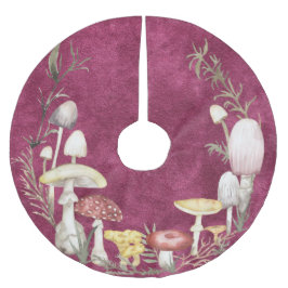 Saia Para Árvore De Natal De Poliéster Feriado de Natal do Watercolor Fungi Mushroom