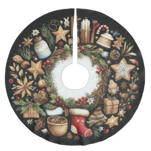 Saia Para Árvore De Natal De Poliéster Feriado de Natal Russo Preto com Aquarela