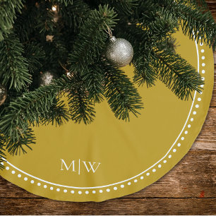 Saia Para Árvore De Natal De Poliéster Feriado Dourado do Monograma de Casais Minimalista