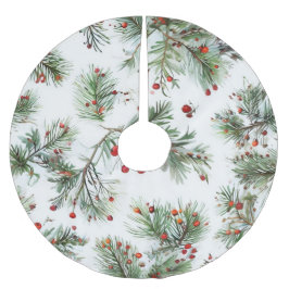Saia Para Árvore De Natal De Poliéster Férias Frutas Vermelhas & Design Floresta de Pinhe