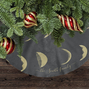 Saia Para Árvore De Natal De Poliéster Festa da Lua Personalizada Dourada Halloween Preto