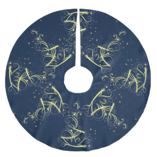 Saia Para Árvore De Natal De Poliéster Festas de Árvore de Natal Douradas Estrelas Marinh