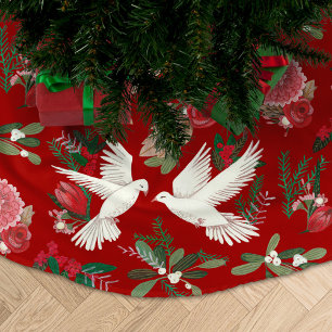 Saia Para Árvore De Natal De Poliéster Festive birds pattern